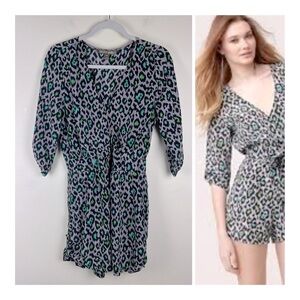 Charlie Jade | Cowgirl Festival Silk Cheetah Print Shorts Romper | S
